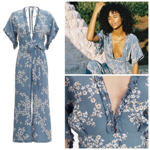 NWT FAITHFULL THE BRAND | REVOLVE La Villa Jumpsuit 🩵 Cornflower Blue, Size 2